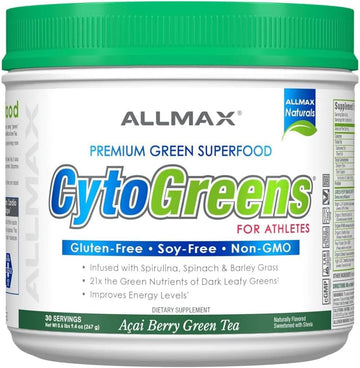 Allmax Nutrition - Cytogreens Super Greens Powder, Infused With Spirulina, Spinach & Barley Grass, Supports Immune Health And Digestive Function, Gluten Free And Vegan Friendly, 535 Grams