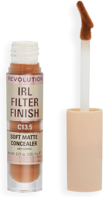 Makeup Revolution Irl Filter Finish Concealer, Medium To Full Coverage, Matte Finish, C13.7, Dark Skin Tones, 6G
