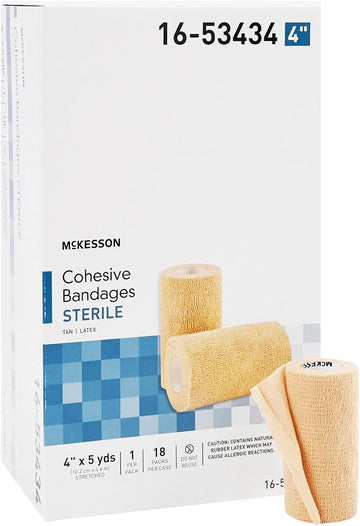 Mckesson Cohesive Bandage, Sterile, Self-Adherent Closure, Tan, 4 In X 5 Yds, 1 Count, 1 Roll