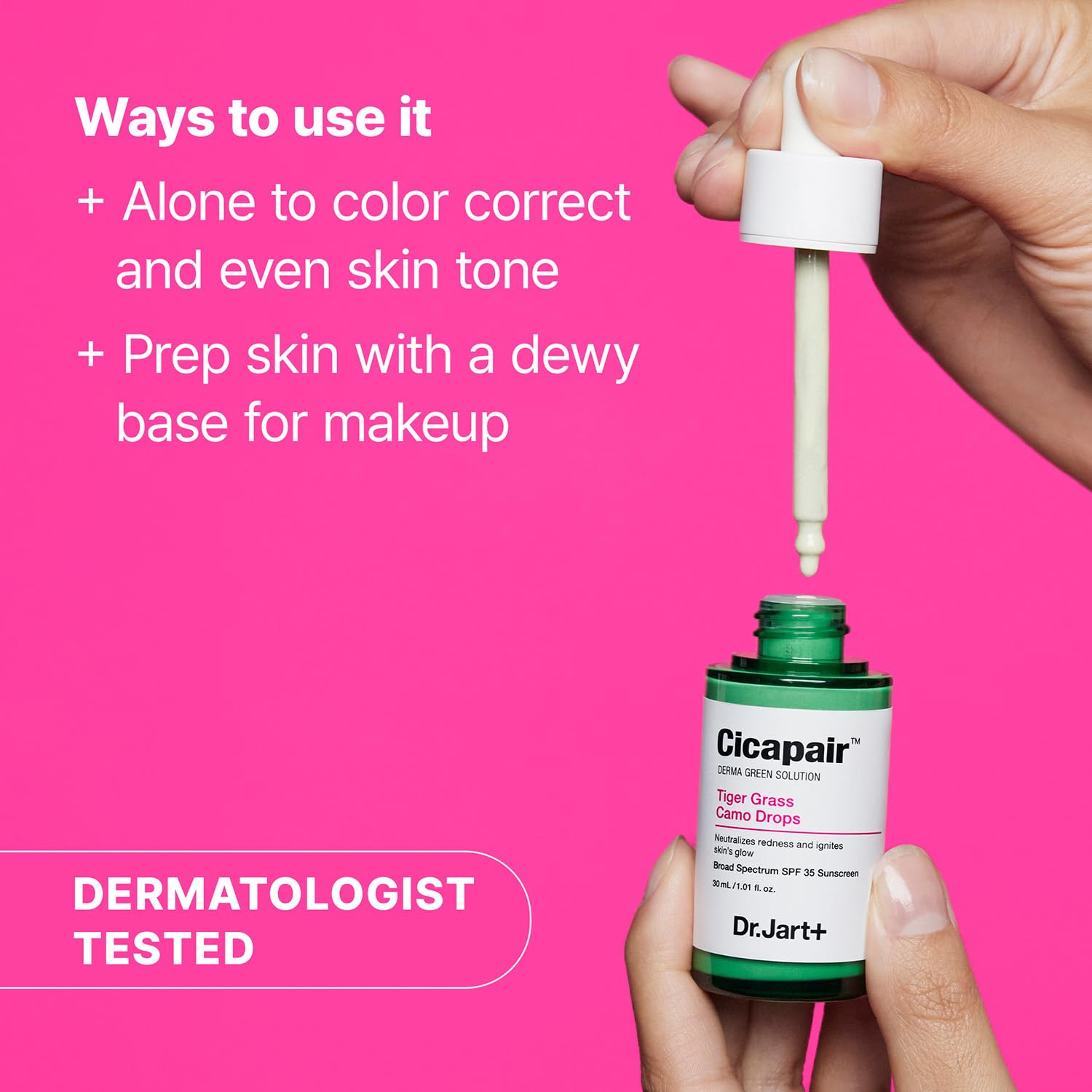 Dr.Jart+ Cicapair™ Tiger Grass Camo Drops Tinted Face Serum Spf 35 With Centella Asiatica | Cc Cream | Korean Skin Care, 1.01 Fl Oz : Beauty & Personal Care