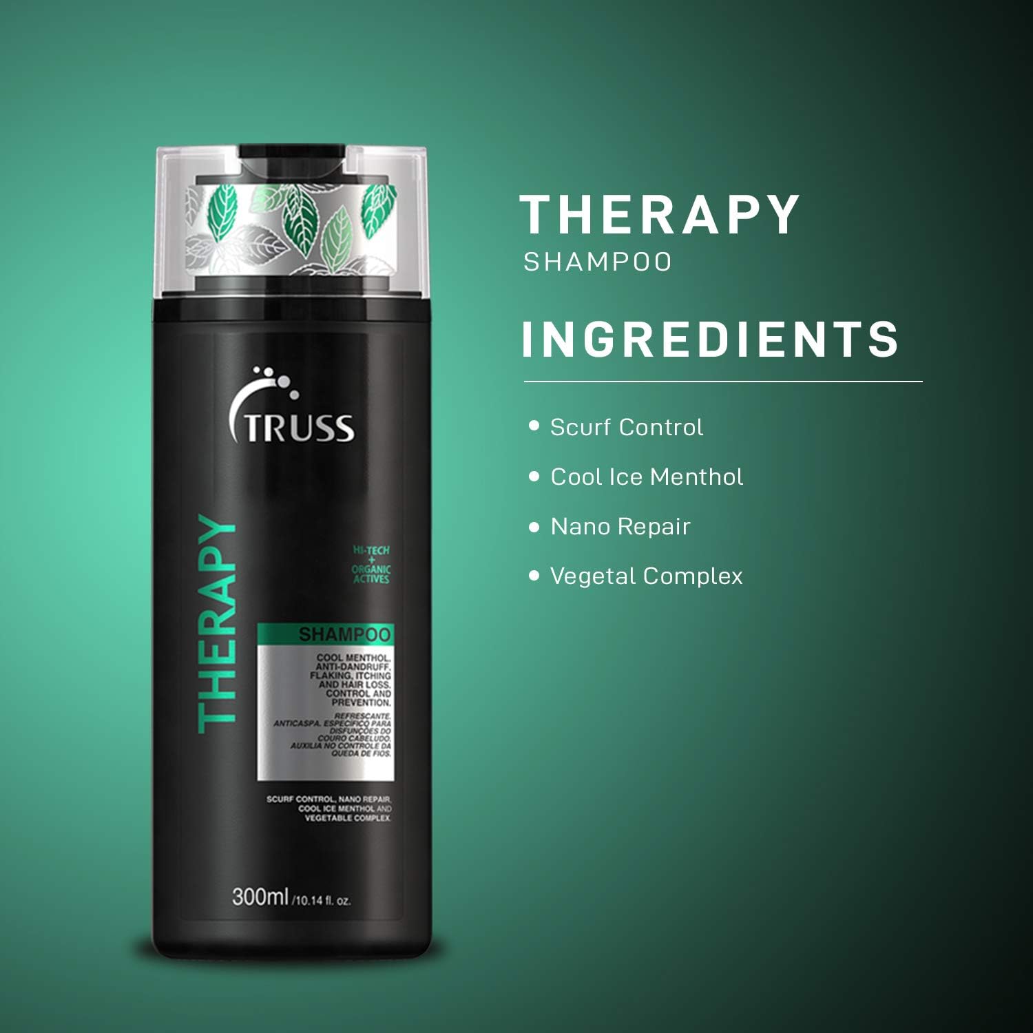 TRUSS Therapy Shampoo - Anti Dandruff Shampoo + Dry Scalp Treatment - Help Prevent Hair Loss and Reduce Oiliness While Protecting Against Dandruff and Allergies (300 ml) : Beauty & Personal Care