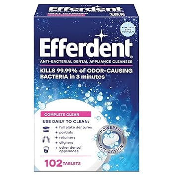 Efferdent Anti-Bacterial Denture Cleanser Tablets - 102 ct, Pack of 3