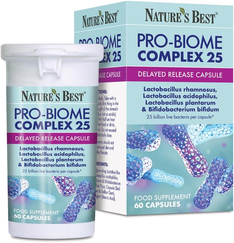 Pro-Biome Complex 25, Multi-Strain Live Bacteria Probiotic Supplement, Supports Digestion, 25 Billion Live Bacteria, 60 Delayed Release Capsules, 2 Month’S Supply, Uk Made