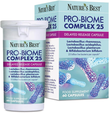 Pro-Biome Complex 25, Multi-Strain Live Bacteria Probiotic Supplement, Supports Digestion, 25 Billion Live Bacteria, 60 Delayed Release Capsules, 2 Month’S Supply, Uk Made