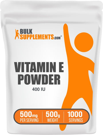 BULKSUPPLEMENTS.COM Vitamin E 400 IU Powder - D-Alpha Tocopherol Vitamin E, Vitamin E Supplements, Vitamin E Powder - Food Grade Vitamin E & Gluten Free, 500mg per Serving, 500g (1.1 lbs)