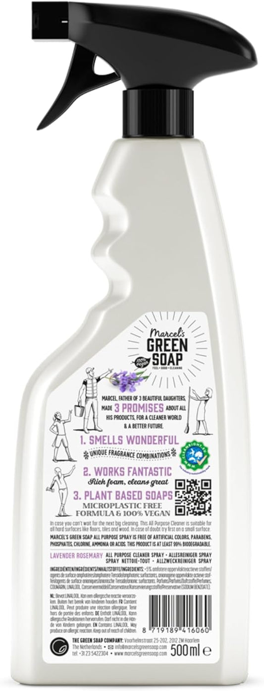 Marcel'S Green Soap - All-Purpose Spray Lavender & Rosemary - Cleaning Spray - Eco Friendly - Vegan - 99% Biodegradable - 500 Ml