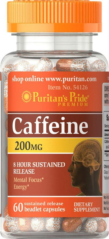 Puritan'S Pride Caffeine 200 Mg 8-Hour Sustained Release, 60 Count (Pack Of 1) Package May Vary