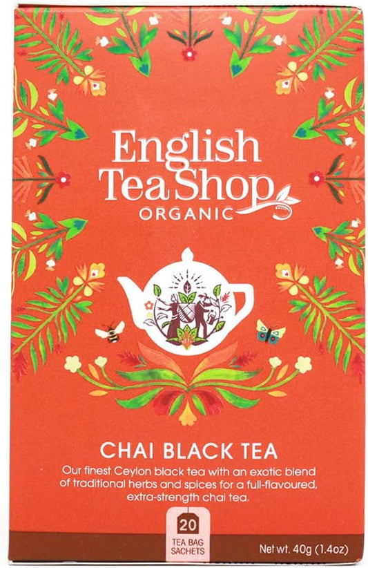 English Tea Shop Organic Chai Black Tea - 20 Tea Bag Sachets