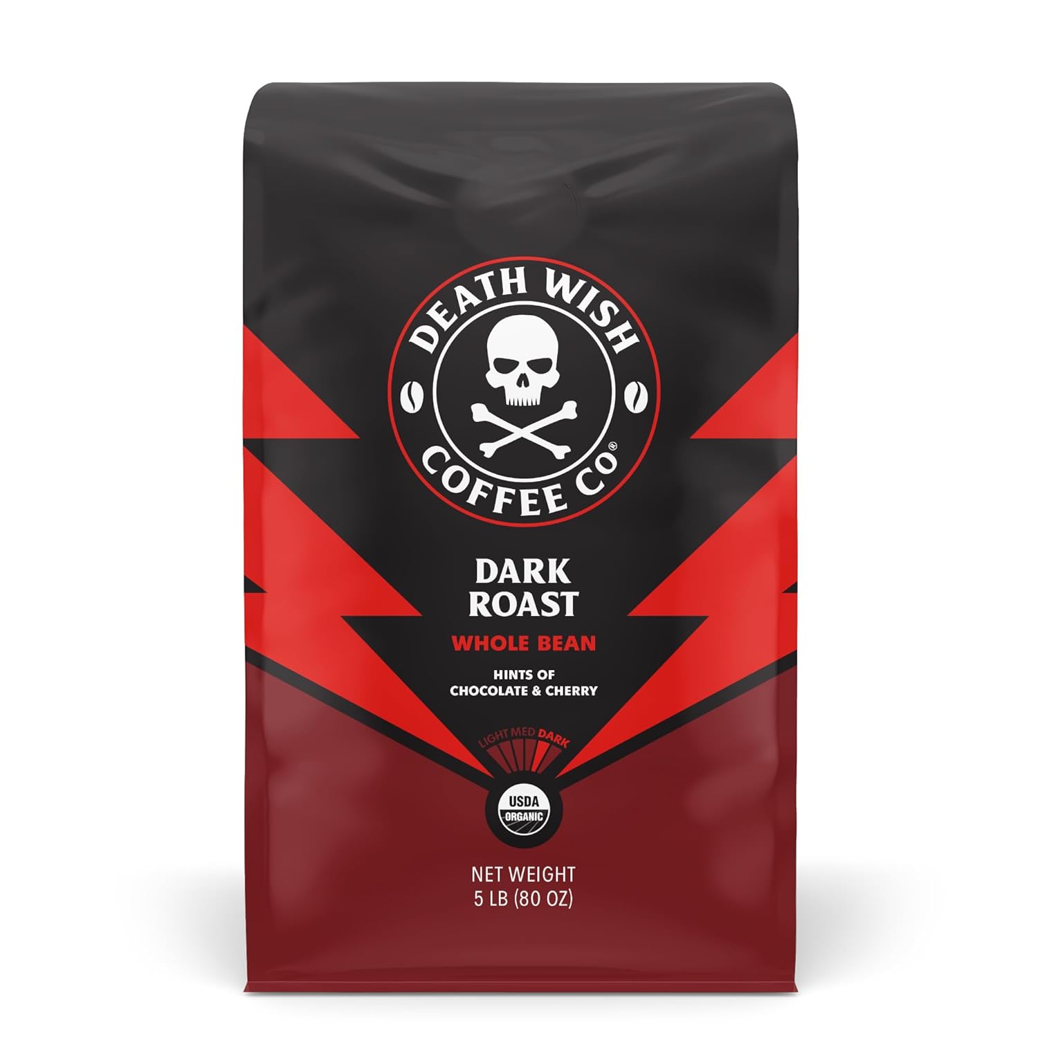 Death Wish Coffee, The World'S Strongest Whole Bean Coffee, Fair Trade And Usda Certified Organic, 5 Lb