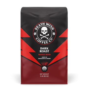Death Wish Coffee, The World'S Strongest Whole Bean Coffee, Fair Trade And Usda Certified Organic, 5 Lb