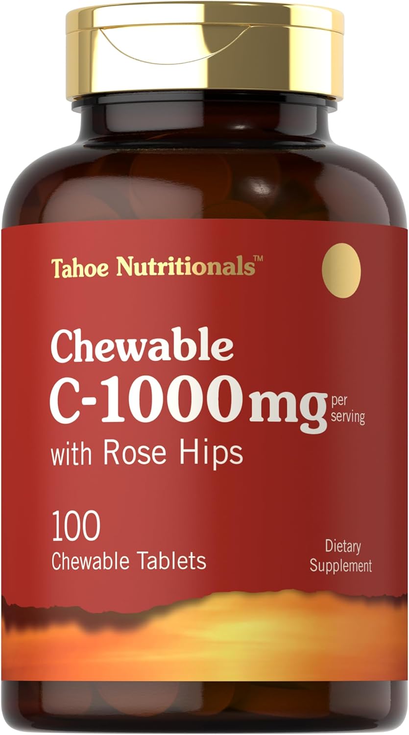 Carlyle Vitamin C Chewables | 1000Mg | 100 Tablets Natural Orange Flavor | Vegetarian, Non-Gmo & Gluten Free Supplement | Tahoe Nutritionals