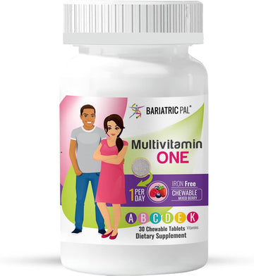 BariatricPal Multivitamin ONE 1 per Day! Bariatric Multivitamin Chewable & Iron-Free - Mixed Berry (30 Count)