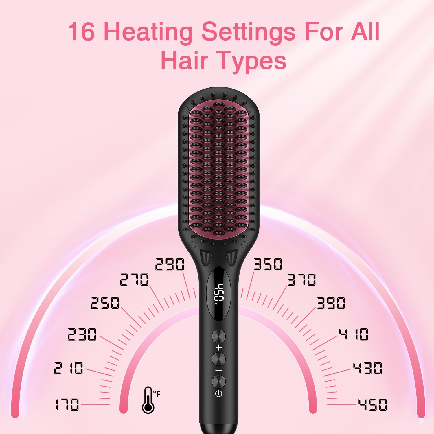Enhanced Ceramic Hair Straightener Brush By Miropure, 2-In-1 Ionic Straightening Brush With Anti-Scald Feature, Auto Temperature Lock & Auto-Off Function (Black) : Beauty & Personal Care