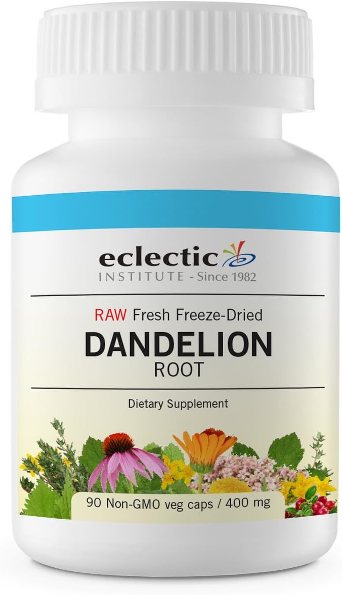 ECLECTIC INSTITUTE Raw Freeze-Dried Dandelion Root | Supports The Liver, Cleansing, Detox & Digestive Function | 90 CT (200 mg) : Health & Household