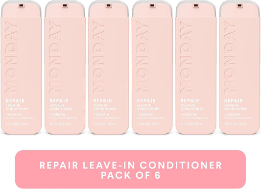 Monday Haircare 6 X 150 Ml Moisture Leave-In Conditioner With Hyaluronic Acid, Jojoba & Almond Oil For Dry & Dull Hair