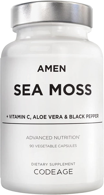 Sea Moss Supplement - 1000mg Organic Irish Sea Moss, Bladderwrack, Burdock - Vitamin C, Aloe Vera, Black Pepper - Seaweed Superfood, Vitamins, Minerals, and Antioxidants - Non-GMO - 90 Capsules