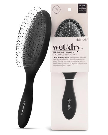 Kitsch Detangler Hair Brush For Wet And Dry Hair, Curly Or Straight Hair, Detangling Brush With Flexible Hairbrush Bristles, Hair Brushes For Women & Men, Adults & Kids, For Shower & Travel - Black
