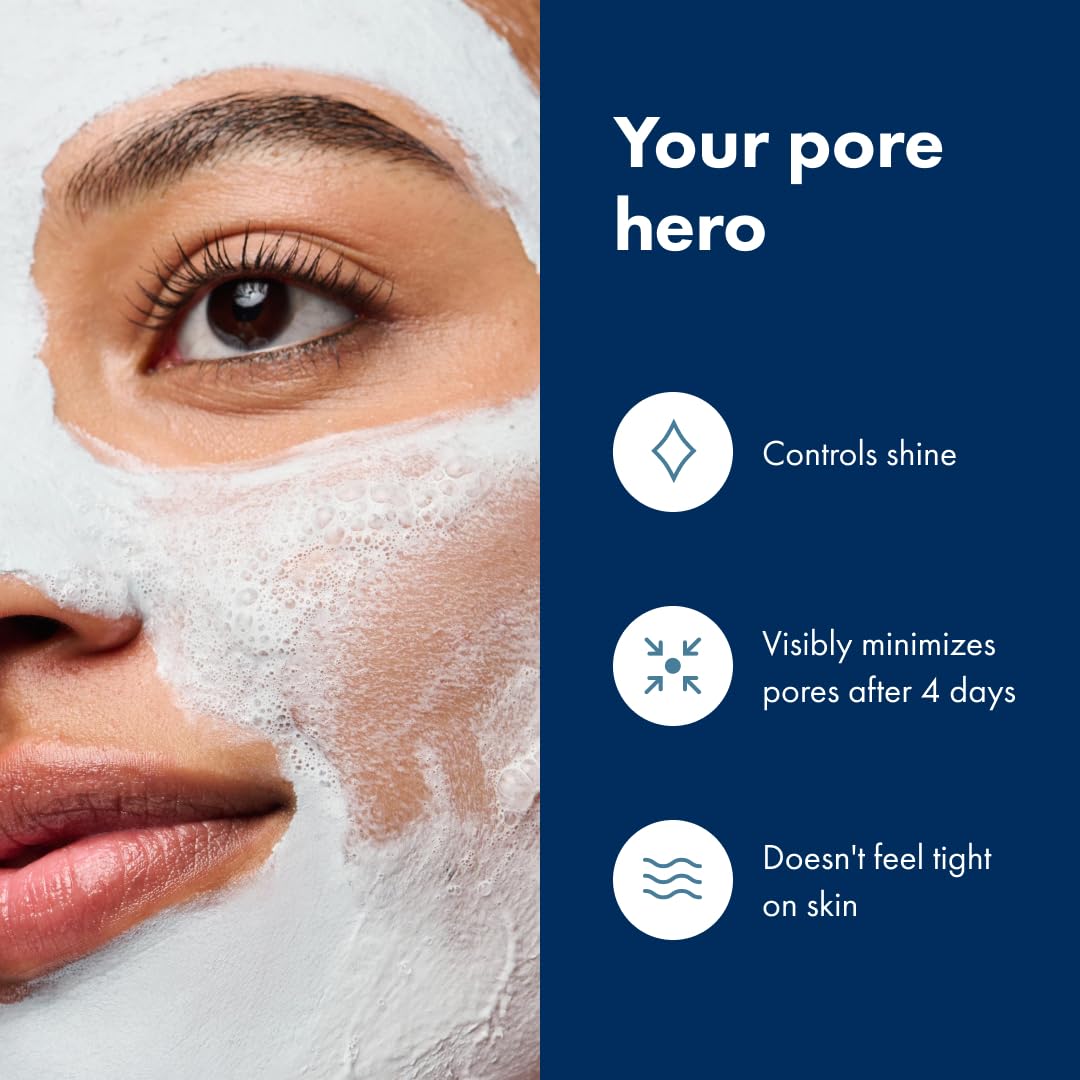 Hero Cosmetics Pore Purity Cleansing Clay Mask - Absorbs Excess Oil and Visibly Minimizes Pores in 4 days (2.35 fl oz) : Beauty & Personal Care