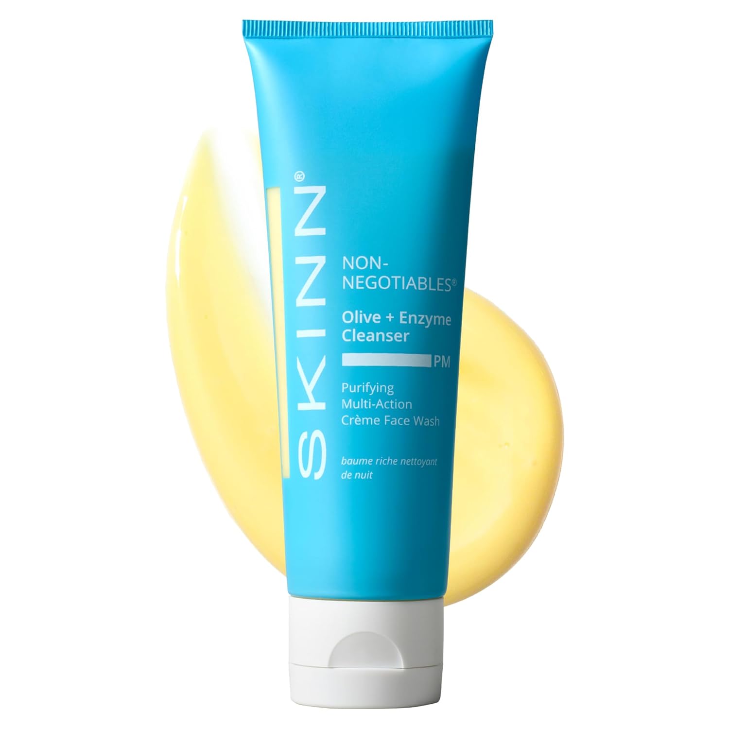 Skinn Daily Evening Face Wash, Multi-Action Cream, Olive & Enzyme Cleanser, 4Oz - Facial Cream For Removing Makeup, Impurities & Dead Skin Cells