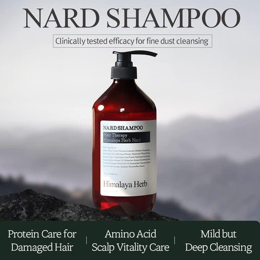 Nard Hair Shampoo Signature 16.9 Fl. Oz. - Strong Vitality From Himalayas - Natural Surfactants Giving Soft Cleansing - Argan, Olive, Jojoba, Macadamia, Sunflower Oil - Rich In Protein And Amino Acids