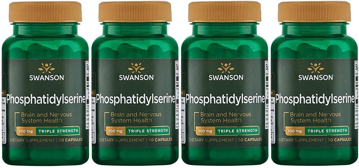 Swanson Phosphatidylserine Memory Brain And Cognitive Health Support Phospholipid Triple-Strength Complex Supplement 300 Mg 30 Capsules (4 Pack)