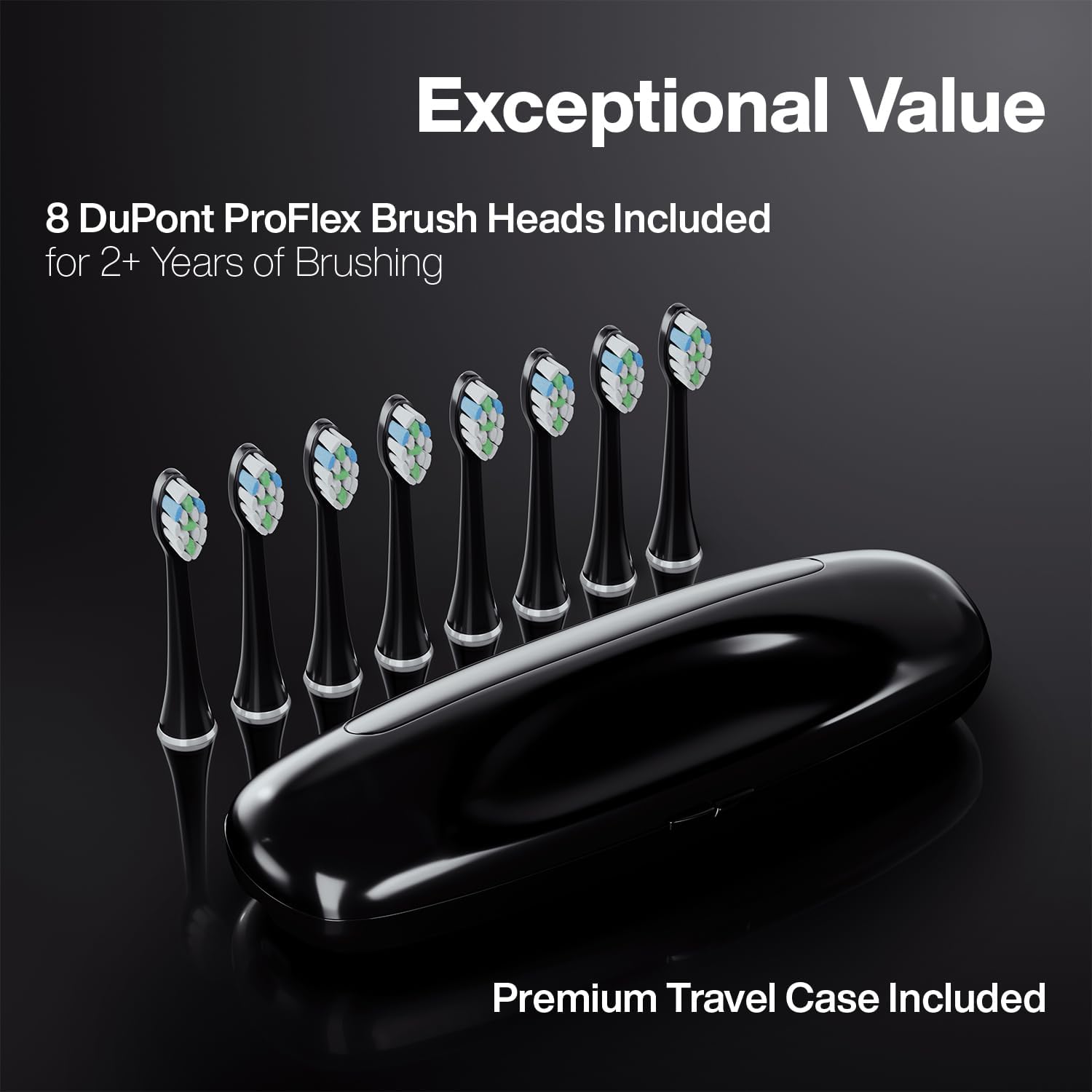 Aquasonic Elite Ultra-Whitening Toothbrush – Ada Accepted Power Toothbrush - 8 Proflex Brush Heads & Travel Case – 50,000 Vpm Motor & Wireless Charging - 5 Modes W Smart Timer (Black) : Health & Household