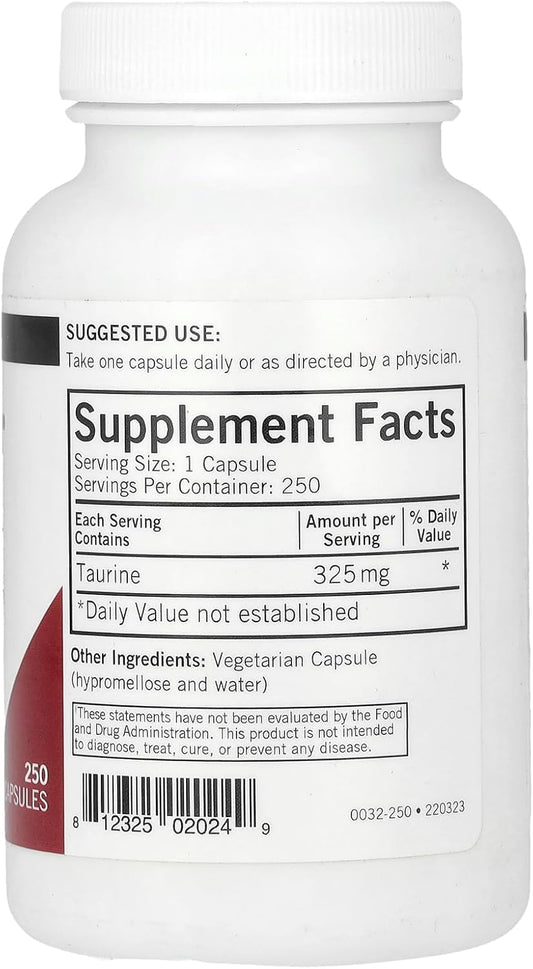 L-Taurine 325 Mg Capsules - Hypo - 250 Ct. : Health & Household