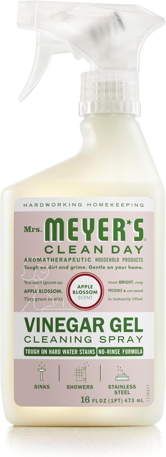 Mrs. Meyer'S Clean Day Vinegar Gel Cleaning Spray, Bathroom Use, No-Rinse Formula, Plant-Derived Cleaning Ingredients, Apple Blossom, 16 Fl Oz, Pack Of 1