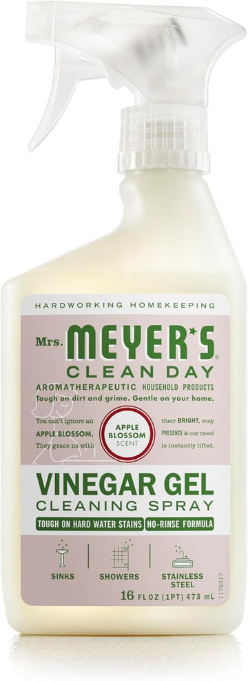 Mrs. Meyer'S Clean Day Vinegar Gel Cleaning Spray, Bathroom Use, No-Rinse Formula, Plant-Derived Cleaning Ingredients, Apple Blossom, 16 Fl Oz, Pack Of 1