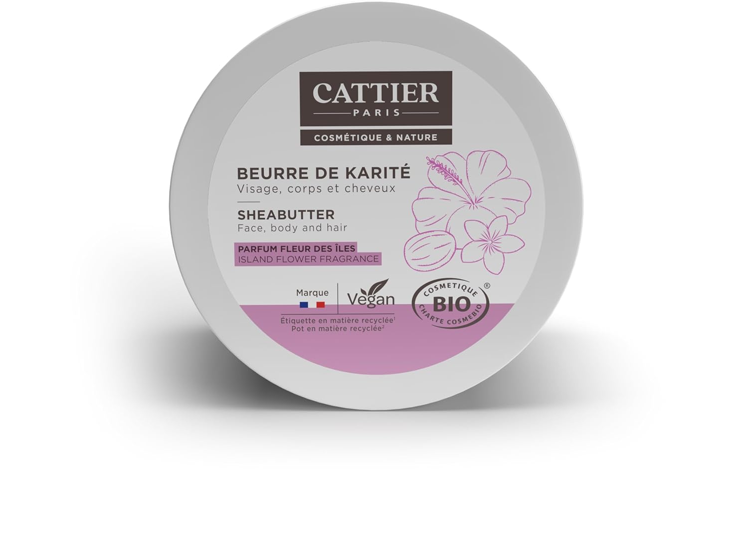 Cattier Shea Butter 100% Organic Island Flower Fragrance, 3.52Oz, 100G