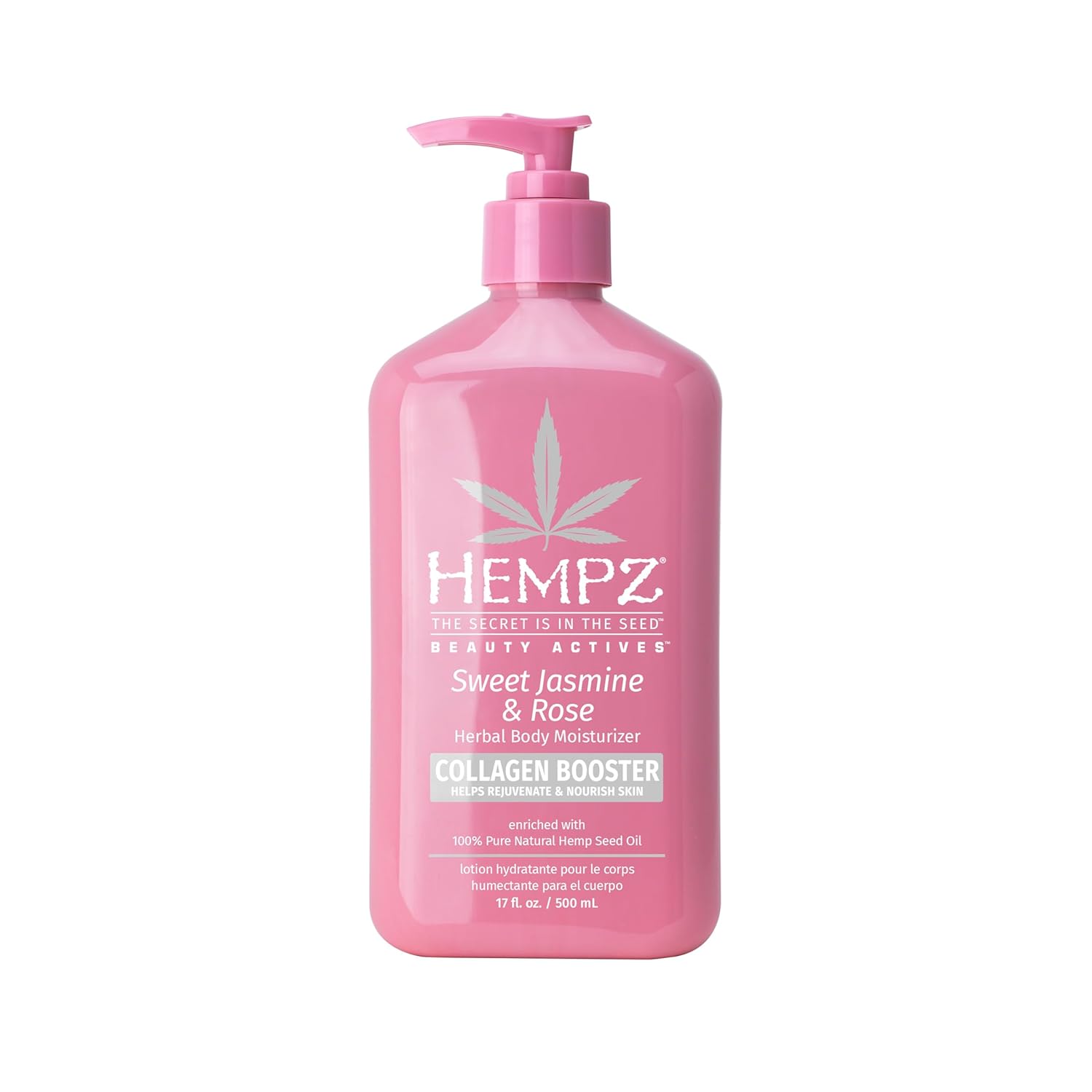 Hempz Sweet Jasmine & Rose Herbal Body Moisturizer For Women, 17 Fl. Oz. - Moisturizing Lotion With 100% Pure Hemp Seed Oil, Collagen, Shea Butter - Hydrating Vegan Lotion For Dry Skin