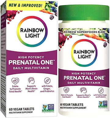 Rainbow Light High-Potency Prenatal One Multivitamin, Prenatal Health Multivitamin Supports Mom'S Health And Baby'S Development, With Vitamin C, Vegan, 60 Count