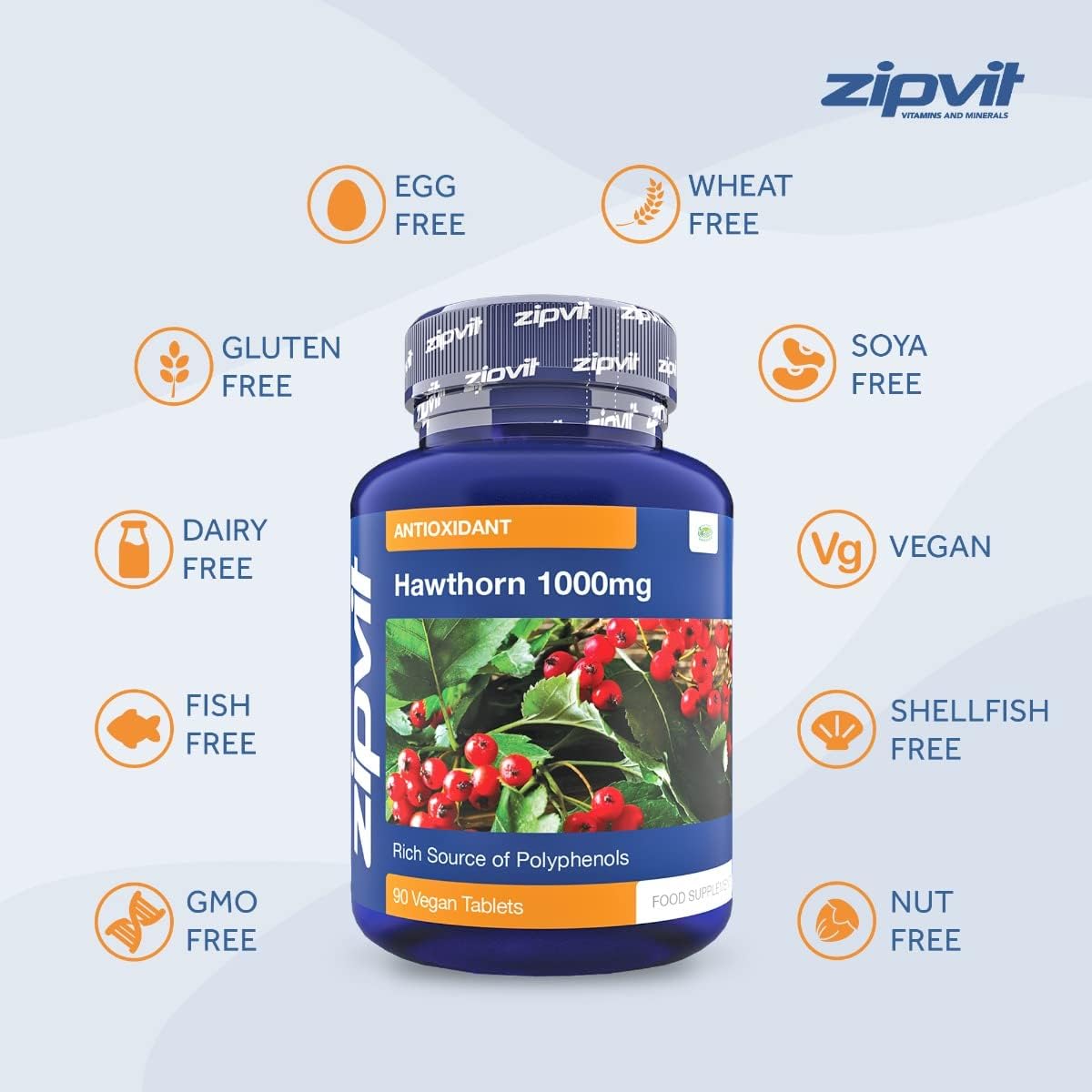 Zipvit Hawthorn Berry Leaf Tablets 1000mg, 90 Vegan Hawthorn Tablets 3 Month Supply : Amazon.co.uk: Health & Personal Care