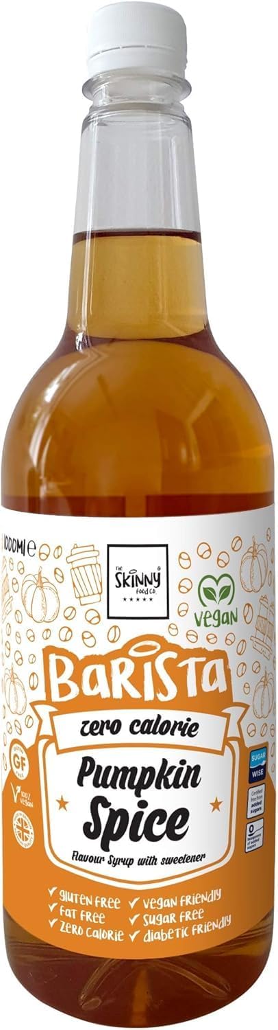 Skinny Food Co Caramel Biscuit Coffee Syrup - Sugar Free 1L - Zero Calorie Coffee Syrup, Tea, Hot Chocolate, Fruit, Protein Drinks - Vegan-Friendly, Gluten-Free & Fat-Free