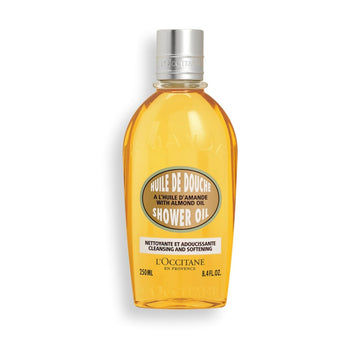 L'Occitane Cleansing & Softening Almond Shower Oil, Body Wash & Shaving Base Purifies & Smooths Without Drying Skin, Milky Lather, Nourishing Skincare