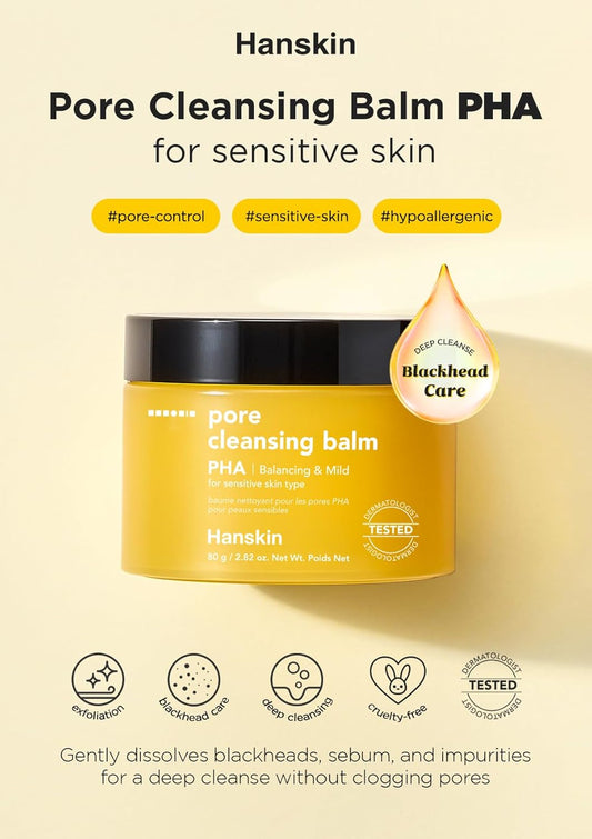 Hanskin Pha Pore Cleansing Balm, Gentle Blackhead Cleanser And Makeup Remover For Sensitive Skin [Pha/2.82 Oz]