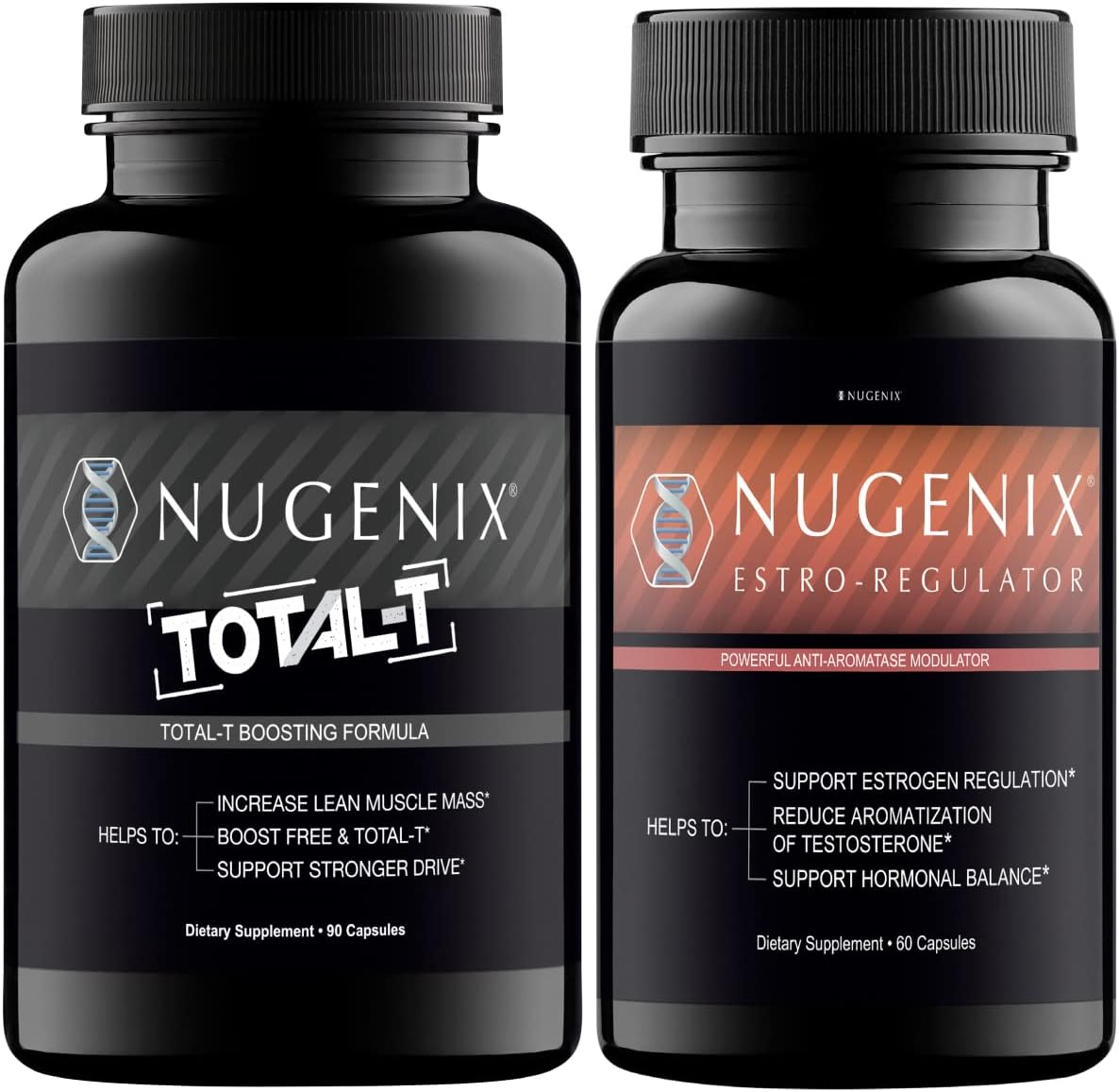 Nugenix Total-T - Free and Total Testosterone Booster for Men & Nugenix Estro-Regulator Bundle