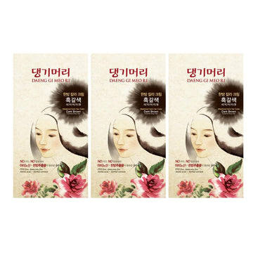 Daeng Gi Meo Ri – Korean Herbal Hair Dye Color Cream [Dark Brown] (3 Pack) - Ppd-Free Gray Coverage, Hair Protection, High-Keratin Formula, 5 Oz