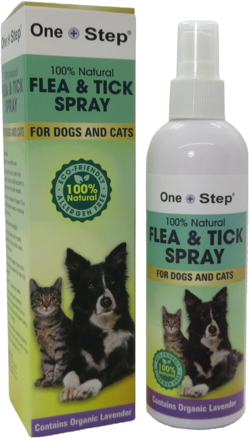 One Step Flea & Tick Spray for Dogs & Cats 250ml, 100% Natural Formula, Allergen Free, Eco-Friendly, Organic Lavender and 6 Other Essential Oils, Pets Care Treatment for Fleas, Ticks & Mosquitos?ONE_STEP_FLEA_AND_TICK_SPRAY
