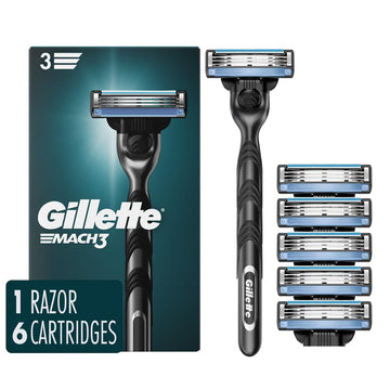 Mach3 Razor For Men, 1 Razor Handle + 6 Blade Refills