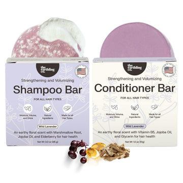 The Earthling Co. Shampoo & Conditioner Bar Set - Promote Growth, Strengthen & Volumize All Hair Types - Paraben & Sulfate Free Formula With Natural Ingredients For Dry Hair (Wild Vanilla)