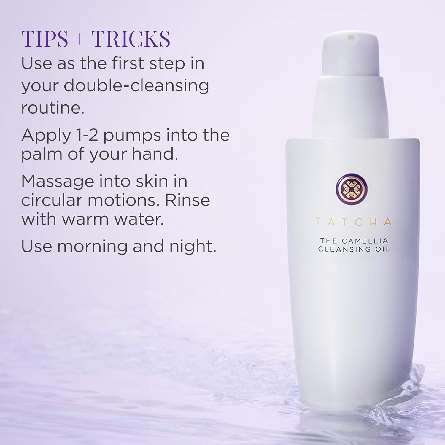 TATCHA Pure One Step Camellia Cleansing Oil | 2 in 1 Makeup Remover Oil & Face Wash | 150 ml / 5.1 oz : Beauty & Personal Care