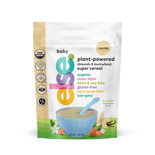 Else Nutrition Super Cereal For Babies 6 Mo+, Made With Real Whole Plants For A Nutritionally Balanced Meal, With Gluten Free Carbs And Plant Protein (Vanilla, 3 Pack)