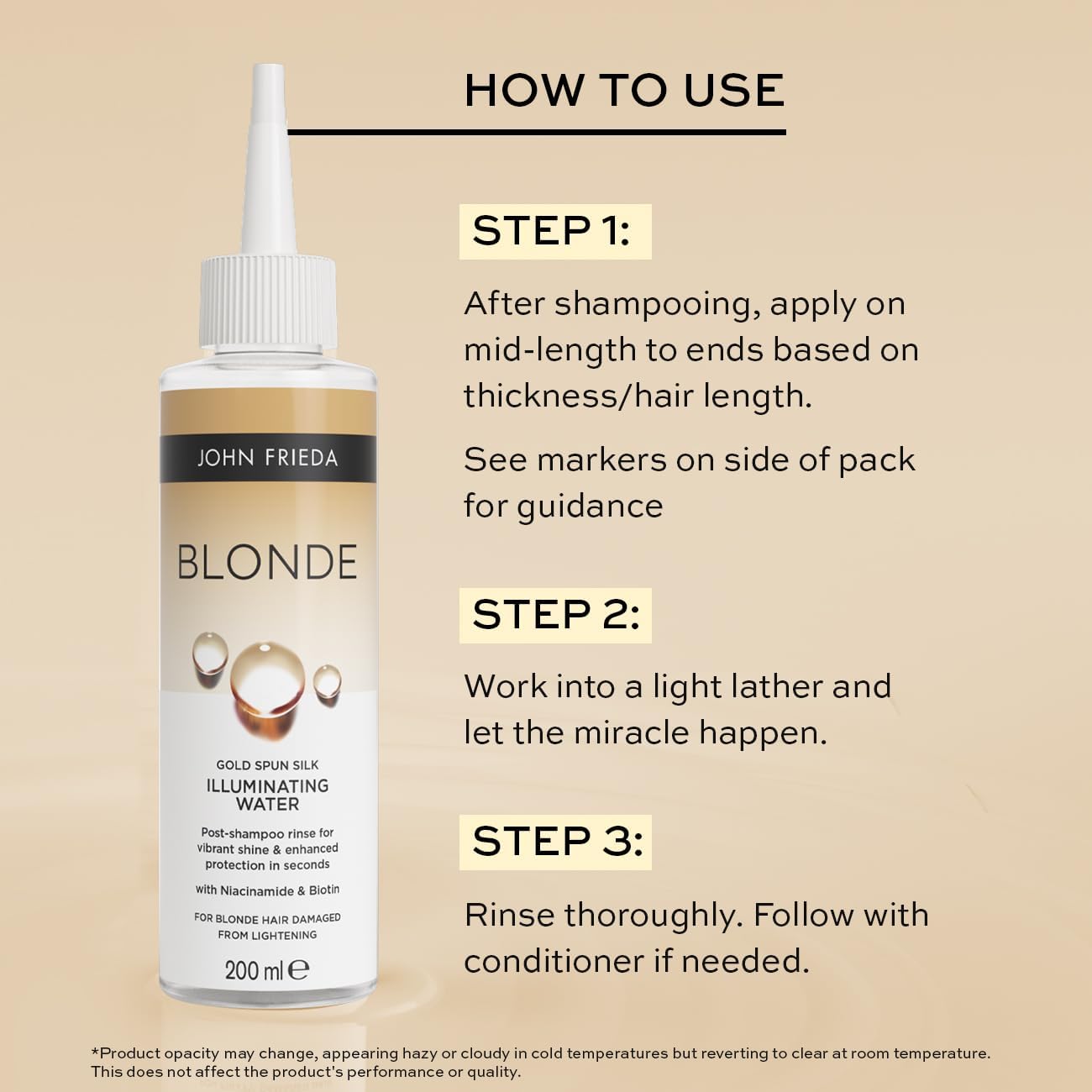 John Frieda Blonde Gold Spun Silk Illuminating Water, Lamellar Water for Blonde Hair, 200ml : Amazon.co.uk: Beauty