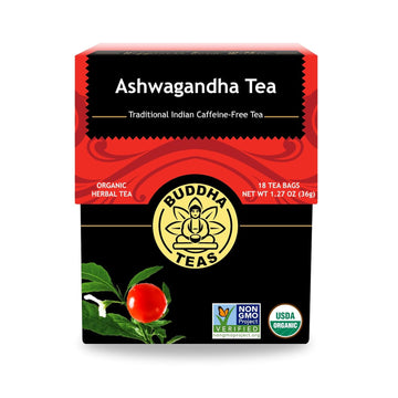 Buddha Teas - Organic Ashwagandha Root Tea - Herbal Tea - For Health & Wellbeing - With Antioxidants & Minerals - Clean Ingredients - Caffeine Free - Ou Kosher & Non-Gmo - 18 Tea Bags (Pack Of 1)