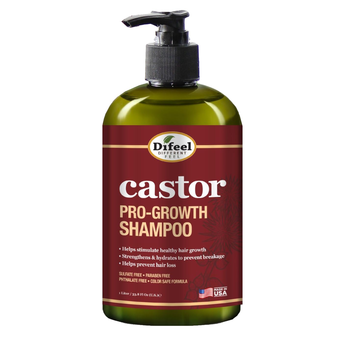 Difeel Castor Pro-Growth Shampoo 12 oz. - Made with Natural Castor Oil for Hair Growth, Sulfate Free Shampoo : Beauty & Personal Care