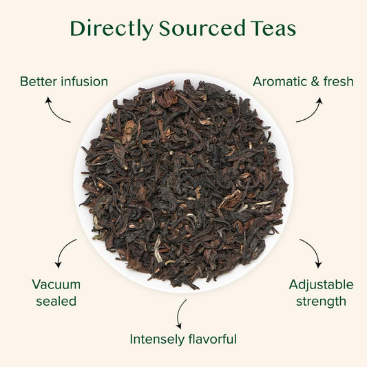 Vahdam, Darjeeling Tea Leaves From Himalayas 170+ Cups (340G/12Oz) Pure Unblended Darjeeling Black Tea, Ftgfop1 Grade Loose Leaf Tea | Packed & Shipped Direct From Source In India