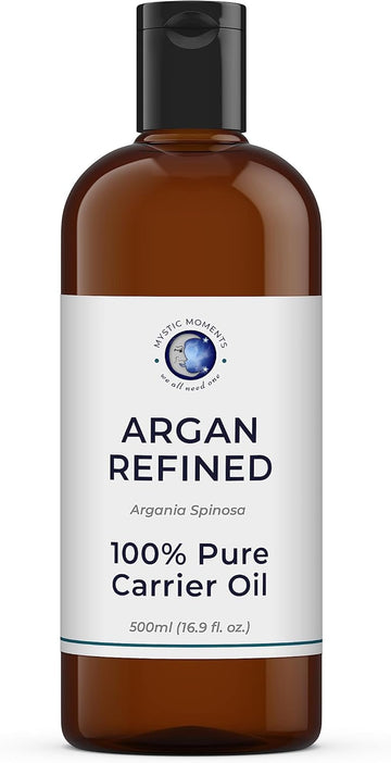 Mystic Moments | Argan Refined Carrier Oil 500ml - Pure & Natural Oil Perfect for Hair, Face, Nails, Aromatherapy, Massage and Oil Dilution Vegan GMO Free