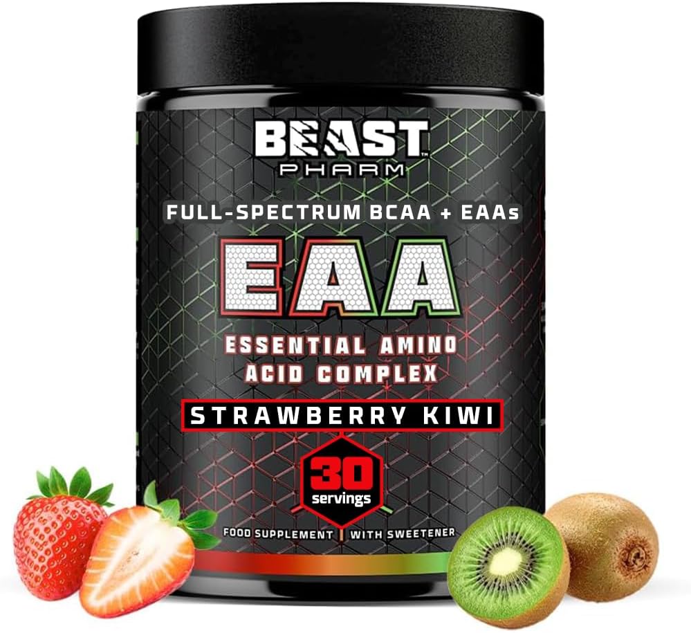 Beast Pharm Eaa Amino Acids, 30 Servings Enhanced Bcaa Powder | Strawberry Kiwi