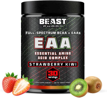 Beast Pharm Eaa Amino Acids, 30 Servings Enhanced Bcaa Powder | Strawberry Kiwi